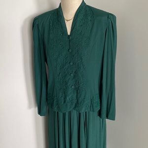 Karin Stevens 2 piece emerald dress
